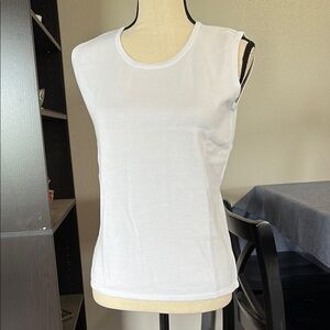 QVC Women’s Modern Soul Sz Small 100% Cotton White Woven Tank Top